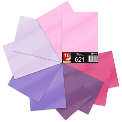 Immagine di 10 pellicole autoadesive in formato DIN A4, per plotter fai da te, 621/631 vinile, 29,7 x 21 cm, di colore lilla opaco