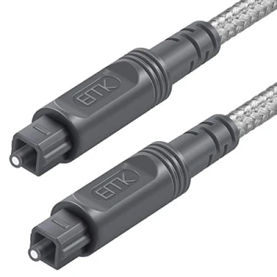 Immagine di EMK cavo audio ottico digitale Toslink [rivestimento intrecciato in cotone, resistente e flessibile] fibra ottica per home theater, soundbar, TV altro (8 m)