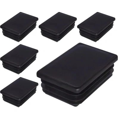 Immagine di SKIR&#039;CO tappi rettangolari in plastica, 40 x 60 mm, per tubi opachi, inserti rettangolari, pali recinzioni, colore nero RAL 9005, 6 pezzi