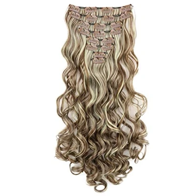 Immagine di CAISHA XXL 45cm 8 Pezzi SET Clip In Extensions Per I Capelli Posticcio Voluminoso Ondulato Biondo Castano Mix CES15 1