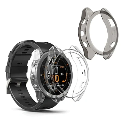 Immagine di kwmobile Set 2X Custodia Smartwatch Compatibile con Garmin Epix 2 Cover Case Trasparente Protezione Orologio Fitness Nero/Trasparente