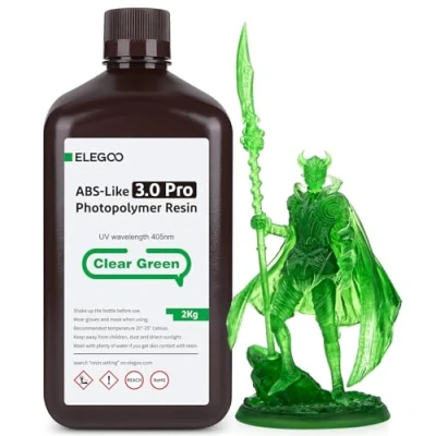 Immagine di ELEGOO Resina ABS Like 3.0 Pro, LCD UV Rapida Alta Precisione, Non Brittle, Migliorata Forza e Durezza per LCD/DLP Stampante 3D Fotopolimerica, Verde Chiaro 2000G