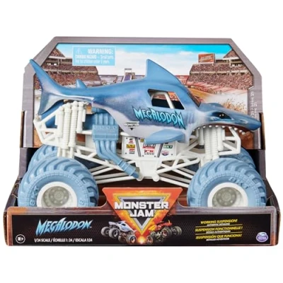 Immagine di Monster Jam, Megalodon Truck, veicolo pressofuso da collezione, scala 1:24, giocattoli per bambini e bambine dai 3 anni in su