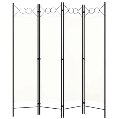 Immagine di vidaXL Paravento a 4 Pannelli Divisorio Separè Pannello Byobu Pieghevole Schermo Separatore Ambienti Interni Protezione Bianco 160x180 cm
