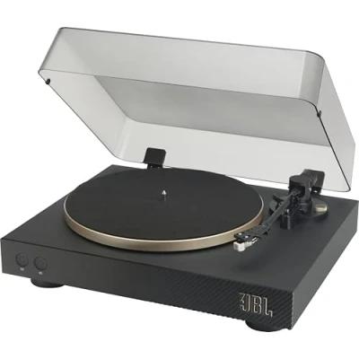 Immagine di JBL Spinner BT, Giradischi Bluetooth con AptX HD, Portatestina Rimovibile, Piatto in Alluminio Trasmissione a Cinghia, Cartuccia Preinstallata Magnete Mobile di Alta Qualità, Nero e Oro