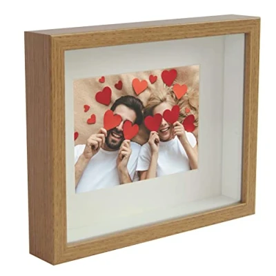 Immagine di BD ART Scatola 3D 21 x 30 cm, cornice rettangolare in rovere da riempire, più profonda per oggetti, suvenirs 3 arazzo o desktop