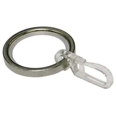 Immagine di GARDINIA Anelli per aste tende dal diametro di 20 mm, Inserti scorrevoli e ganci inclusi, 10 pezzi, Serie Chicago, 4 mm Larghezza, Metallo, Finitura in acciaio inossidabile