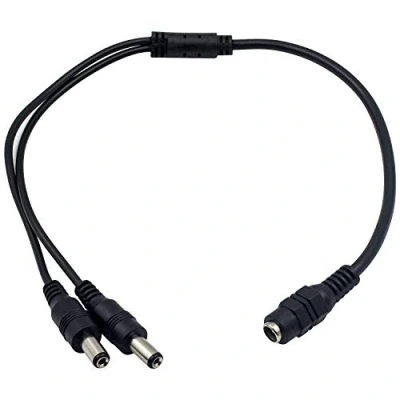 Immagine di Duttek cavo splitter di alimentazione CCTV, DC 5,5 x 2,1 mm, 1 femmina a 2 maschio, CC vie, Y, per telecamera sicurezza IP, (40 cm)
