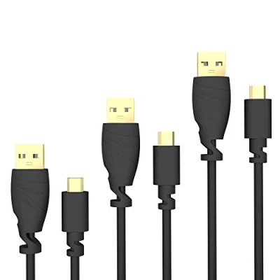 Immagine di KabelDirekt 3 x 1m Cavo Micro USB (USB 2.0, connettore a B, per la Carica e Sincronizzazione, Nero), TOP Series