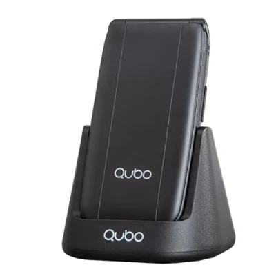 Immagine di Qubo Flip Telefono per anziani GSM, Cellulare anziani, Display da 2,4&#039;&#039;, Volume alto,Funzione SOS, Supporto Dual SIM,Chiamata rapida, Radio FM, Torcia elettrica,Base di ricarica,Nero