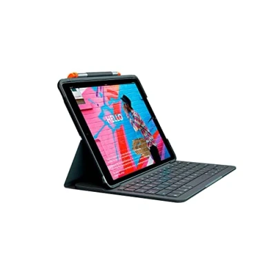 Immagine di Logitech Slim Folio per iPad (7ª, 8ª e 9ª generazione) Custodia con tastiera wireless integrata, Layout ‎Tedesco QWERTZ Grafite