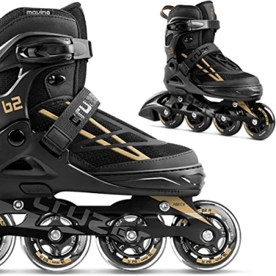 Immagine di Movino Inline Skates Cruzer B2 Pattini a rotelle Regolabili in Linea M (34 37) Cuscinetti ABEC9 Ruote Grandi 76 mm Sistema di Fissaggio Tre stadi: Fibbia, Lacci e Cintura