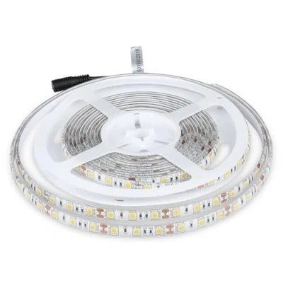 Immagine di V TAC Striscia Led da Esterno IP65 Impermeabile 11W 5 Metri di Lunghezza SMD 5050 Alta Luminosità Luce 4000K Bianco Naturale Strisce Strip Adesiva e Copertura in Silicone 12 Volt