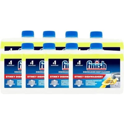 Immagine di Finish Detergente per lavastoviglie Dual Action Lemon Sparkle, 250 ml, confezione da 8