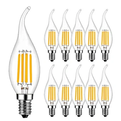 Immagine di RANBOO Lampadina Filamento LED Candela fiamma E14, 4W (40W Sostituzione Incandescente), Bianco Caldo 2700K, 400 lm, Angolazione fascio luce 360, Non dimmabile, 10 pezzi