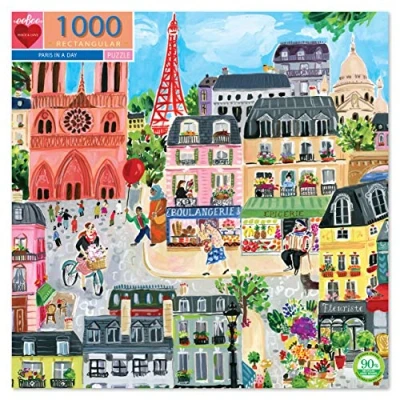 Immagine di eeBoo Paris in a day rettangolare per adulti. Riscopri Parigi attraverso 1000 pezzi Puzzle dimensione 61 x 46 cm, PZTPD2
