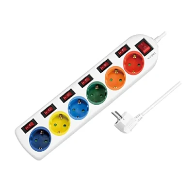 Immagine di LOGILINK REGLETA DE ENCHUFES 6 TOMAS, 6XCEE 7/3, W. 7 INTERRUPTORES, COLORIDOS