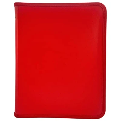 Immagine di RAYLU PAPER Cartella con zip in formato A4 una varietà di colori e 3 cm larghezza per documenti tasca interna (Rosso)
