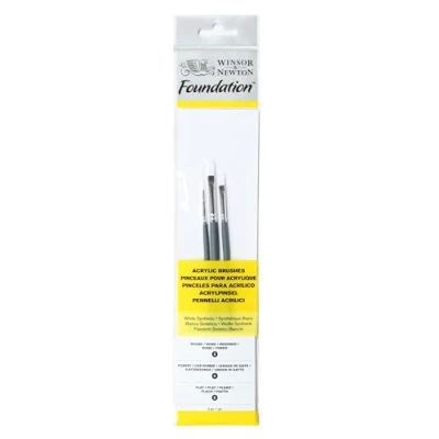 Immagine di Winsor&amp;Newton Foundation 3 Pennelli Acrilico Round 2 Flat Filbert 4