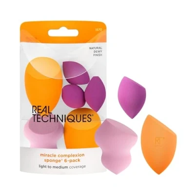 Immagine di Real Techniques spugne Miracle Complexion, assortite per il trucco, Blend Foundation, Sculpt e Conceal, coprenti, modulabili, senza lattice, 6 pezzi
