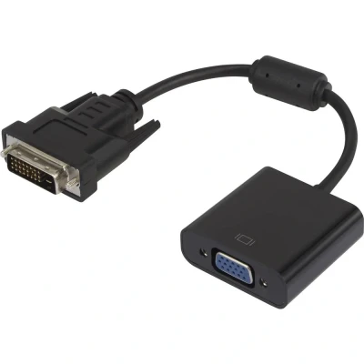 Immagine di Renkforce RF 3301134 DVI / VGA Adattatore [1x Spina 24+1 poli 1x Presa VGA] Nero con nucleo in ferrite, contatti connettore dorati 15.00 cm