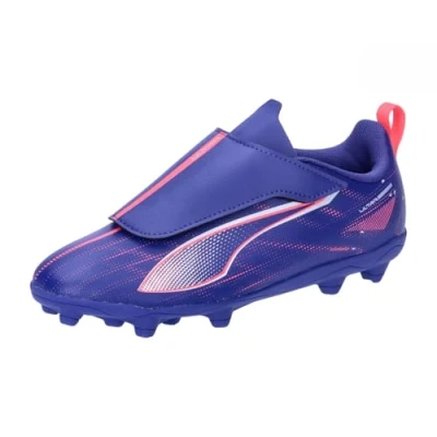 Immagine di Puma Ultra 5 PLAY FG/AG JR Unisex Scarpe da calcetto con tacchetti per bambini, Taglia: 32, Lapis lazuli/white/sunset glow Sintetico