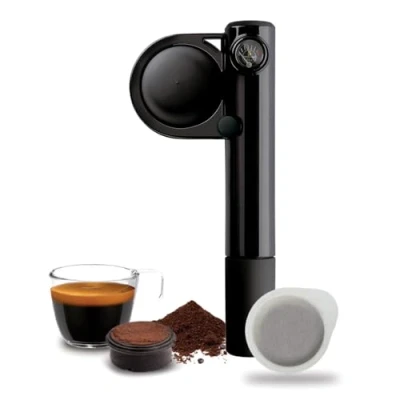 Immagine di Handpresso Pump Macchina caffè espresso portatile robusta e compatta mini mobil per cialde ESE o macinato nero da viaggio Operazione Manuale 50ml (max)