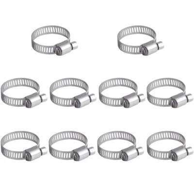 Immagine di 10 fascette stringitubo da 16 25 mm regolabili in acciaio inossidabile 304 per tubi a vite senza fine
