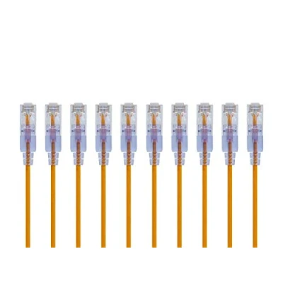Immagine di Monoprice Cat6A Cavo patch UTP 30AWG 10G in puro rame nudo antigroviglio RJ45 serie SlimRun, 15,2 cm, giallo, 10 pezzi