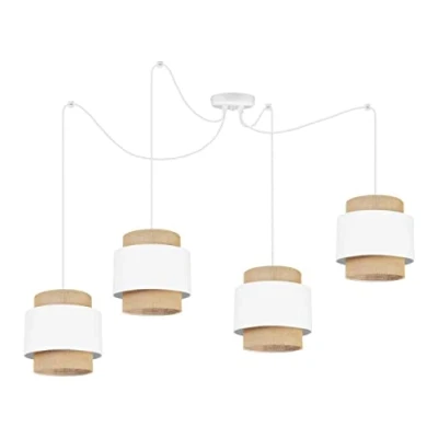 Immagine di Light Home Boho Lampadario a Sospensione Ragno per Soggiorno Camera da Letto e Cucina Lampade in Metallo con Paralume Moderno E27 4 Luce Bianco Iuta