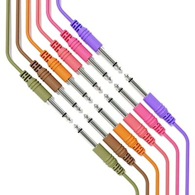 Immagine di ExcelValley 6B Pack Cavo per Chitarra Strumento Mono Patch Guida TS 6,35mm 1/4&quot; [10cm 4&quot;]