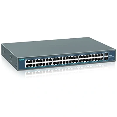 Immagine di YuanLey Switch PoE 48 Porte Gigabit non Gestito con 2 Uplink SFP 1000Mbps, 50 802.3af/at 800W di Rete PoE+ Alta Potenza, Commutatore Power Over Ethernet Montaggio a Rack