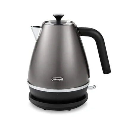 Immagine di De&#039;Longhi Bollitore Distinta Titanium KBIN2001.TB Base girevole a 360 Indicatore del livello dell&#039;acqua 2000 W Disincrostante rimovibile 1,7 L Titanio Nero