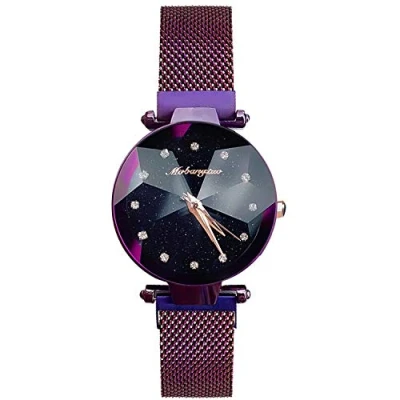 Immagine di RORIOS Moda Donna Orologi Analogico Quarzo Orologio Cielo Stellato Dial in Acciaio Inossidabile da Polso per Ragazze
