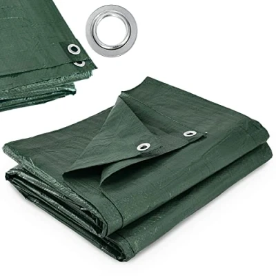 Immagine di KADAX Telone Impermeabile da 90 g/m² con Occhielli per Esterno, Telo Occhiellato Copertura di Legna, Piscine e Mobili Giardino (Verde, 2x3 m)