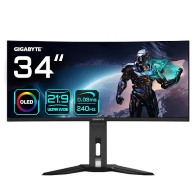 Immagine di Gigabyte Monitor da gioco curvo OLED WQHD MO34WQC2 34 3440x1440 (WQHD), 240Hz, 0.03ms, KVM, 250 cd/m², FreeSync Premium Pro, DisplayHDR True Black 400, HDMI 2.1, Displayport 1.4