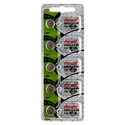 Immagine di Maxell 394 SR45 SR936SW Pila a bottone per orologio, basso drenaggio, 3,6 x 9,5 (altezza diametro/mm), 1,55 V in blister