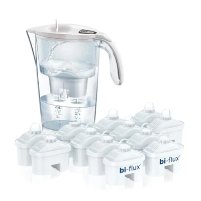Immagine di LAICA J9074W Stream Line Caraffa Filtrante 2,3L Bianca 13 Filtri bi flux incluso, Preserva i sali minerali e Riduce le sostanze indesiderate Timer digitale Sicurezza Made in Italy