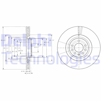 Immagine di DELPHI BG9098 Disco freno 345 30 5 ventilato Oleato non trattato senza cuscinetto ruota, anello sensore ABS SAAB: 9 3 Sedan, Station Wagon