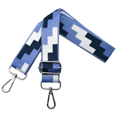 Immagine di Tracolla per Borsa Donna Regolabile, Tracolle Ricambio Larga 3.8cm con Argento Moschettoni, Cinghia Crossbody Accessori, Blu Bianco, J13