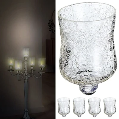 Immagine di Set di 5 portacandele in vetro per candelabri, 7 x 10 cm, design Crackle