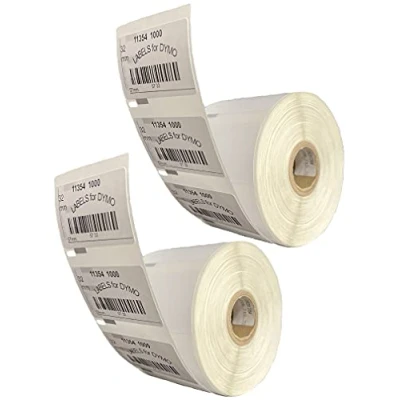 Immagine di LEYF etichette Dymo per Labelwriter 11354 2 confezione di in rotolo x 1000 = 2000 etichette, autoadesive,compatibile stampanti e Seiko, 57x32 mm
