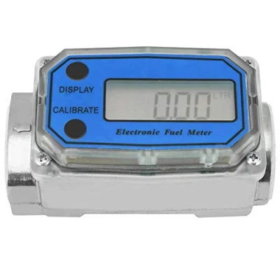Immagine di Mini misuratore di flusso turbino, digitale, per , cherosene, benzina, 15 120 l/min, precisione ± 1%, 1&quot;, NPT(blu)