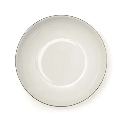 Immagine di Excelsa Platinum Piatto Fondo, Porcellana, Bianco/Bordo Argento, 21x21x4 cm