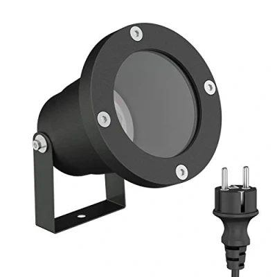 Immagine di ledscom.de faretto da giardino DUK per esterni, IP65, spina, nero, 1x GU10 max. 15W, impermeabile, letto, esterno, illuminazione esterna, lampada giardino, piante,
