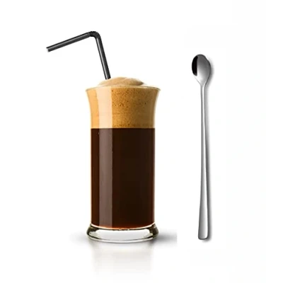 Immagine di Topkapi Monaco Bicchieri da caffè Gelato, Vetro e Acciaio Inox, 30 cl (300 ml) + Löffel