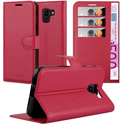 Immagine di Cadorabo Custodia Libro per Samsung Galaxy J6 2018 in ROSSO CARMINIO con Vani di Carte, Funzione Stand e Chiusura Magnetica Portafoglio Cover Case Wallet Book Etui Protezione