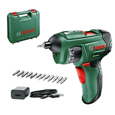 Immagine di Bosch PSR Select Cacciavite a batteria integrata da 1,5 Ah, 3,6 V, con micro USB, custodia per il trasporto