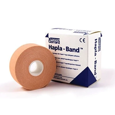 Immagine di Hapla Band 1.25cm x 10m (4 Rolls ) Color Carne , Sottile Ipoallergenici Benda, Ha Elastico Warp Threads che Permette The Benda a Elasticizzato