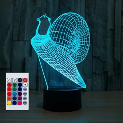 Immagine di SUPERHONGJIHAO Luce notturna per i bambini 3D lumaca ha condotto la lampada con telecomando 16 colore che cambia regalo di compleanno Natale il bambino